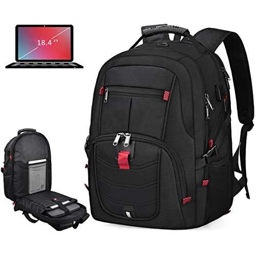 Laptop Backpack 18.4 Inch Waterproof Extra Large TSA Travel Backpack Anti Theft College School Business Mens Backpacks with USB Charging Port 17.3 Gaming Computer Backpack for Women Men Black