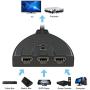 HDMI Switch,GANA Gold Plated 3-Port HDMI Switcher,Splitter, Supports Full HD1080p, 3D with High Speed Pigtail Cable