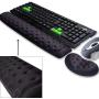 BRILA Memory Foam Mouse & Keyboard Wrist Rest Support Pad Cushion Set for Computer, Laptop, Office Work, PC Gaming - Massage Holes Design - Easy Typing Wrist Pain Relief (Black Bundle)