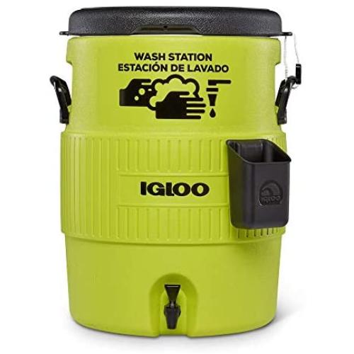 Igloo Portable 10 Gallon Plastic Camping, Worksite, and Sporting Event Handwash Hand Washing Station Water Dispenser Jug with Spigot and Soap Caddy