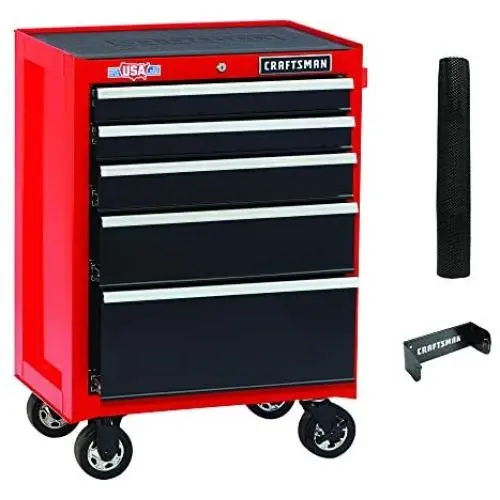 CRAFTSMAN Tool Cabinet with Drawer Liner Roll & Paper Towel Holder, 26-Inch, 5 Drawer, Red (CMST82769RB) CRAFTSMAN Tool Cabinet with Drawer Liner Roll & Paper Towel Holder, 26-Inch, 5 Drawer, Red (CMST82769RB)