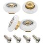 Set of 8 Dia 19mm Stainless Steel Shower Door Wheels Rollers Runners, White, 19mm x 5mm (Stainless steel-8PCS)