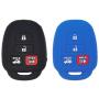 LemSa 2pcs Silicone 4 Button Smart Key Fob Cover Remote Keyless Entry Bag Compatible with Toyota Camry Avalon Corolla RAV4 Highlander Venza HYQ12BDM, Black Blue