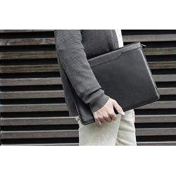 Genuine Leather 3 Ring Binder Handmade Portfolio Folder for 13.3 inches Tablet/Laptop,Business Padfolio Organizer,A4 Notebook/Notepad/Legal Pad Holder Valentines Days Gift for Men and Women,Black