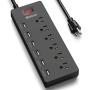 Power Strip, HITRENDS Surge Protector with 6 AC Outlets & 6 USB Charging Ports, 6 Feet Heavy Duty Extension Cord, 1625W/13A Multiplug for Home Office & Multiple USB Devices - Black
