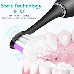 Sonic Toothbrush, Electric Whitening Toothbrush with 5 Modes, Smart Timer, 3 Brush Heads, Wirless Charging and 48,000 VPM for Adult & Children & Family Use