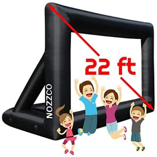 Outdoor Movie Screen – 22 FT Inflatable Projector Screen – Family Screen Tent + Printable Party Theme Movie Ticker Templates – Lightweight & Easy to Inflate – Family Pool Canvas Tent by Nozzco