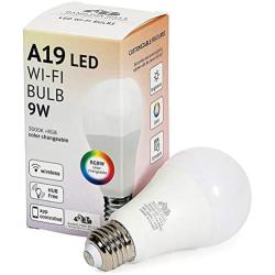 Hamilton Hills LED Multi Color Smart Bulb - Alexa Certified Standard Universal A19 E26 Dimmable Color Adjustable Lightbulb WiFi Enabled No Hub Required 3000K White