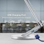 LED Desk Lamp,JUKSTG Eye-Caring Table Lamp,Adjustable Desk Light,Home Office Lamps with USB Charging Port,7 Brightness Levels 4 Lighting Modes,Blue Light Filter,Touch Control,14W Reading Lamp,Silver