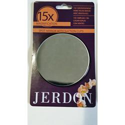 Jerdon JSC15 15X Magnification Spot Mirror with Suction Cups, 3'', Black