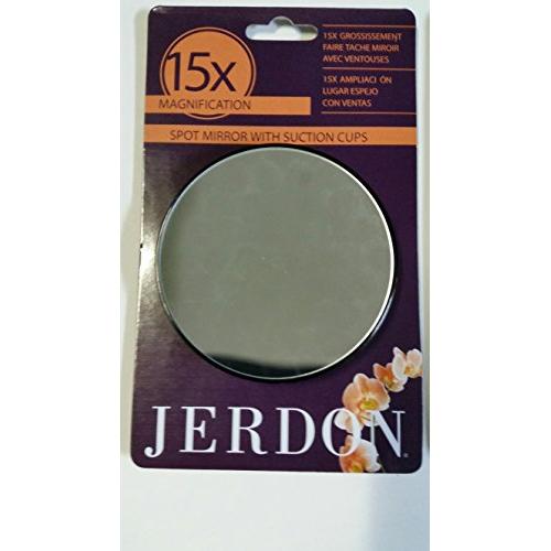 Jerdon JSC15 15X Magnification Spot Mirror with Suction Cups, 3'', Black