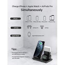 Seneo Wireless Charger, 3 in 1 Wireless Charging Station for Apple Watch, AirPods, Detachable and Magnetic Wireless Charging Stand for iPhone 11/11 Pro Max/X/XS/XR/Xs Max/8/8 Plus(with QC 3.0 Adapter)