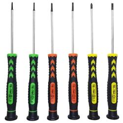 Screwdriver SET OF 6 - Magnetic Flathead and Phillips With NON-SKID Handle in Different SIZES / COLORS - Professional Repair Tool Kit For Electronics/ iPhone/ PC/ Jewelry/ Watch/ Eyeglass