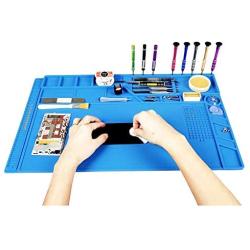 21.6 x 13.8 inch Heat Resistant Silicone Soldering Mat, Electronic Repair Mat for Soldering Station, Aweohtle Work Mat for Phone,Camera,Watch Repair with Scale Ruler and Screw Position (Large)