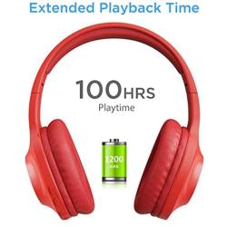Bluetooth Headphones, Built-in Mic Wired Headset for Cell Phones PC Tablet Home Office-Red