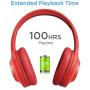 Bluetooth Headphones, Built-in Mic Wired Headset for Cell Phones PC Tablet Home Office-Red
