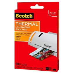 Scotch Thermal Laminating Pouches, 5 Mil Thick for Extra Protection, 4.3 Inches x 6.3 Inches, 100 Pouches (TP5900-100)