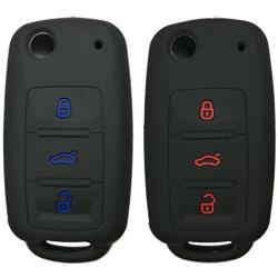 2Pcs Coolbestda Silicone Flip Key Fob Skin Cover Case Protector Keyless Jacket Remote Holder for VW Volkswagen Jetta GTI Passat Golf Tiguan Touareg Beetle