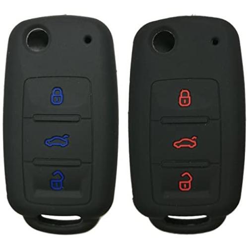 2Pcs Coolbestda Silicone Flip Key Fob Skin Cover Case Protector Keyless Jacket Remote Holder for VW Volkswagen Jetta GTI Passat Golf Tiguan Touareg Beetle