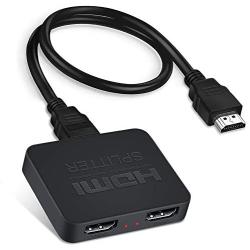 HDMI Splitter 4K@60Hz, avedio links HDMI Splitter 1 in 2 Out, HDMI2.0b Splitter for Dual Monitors Only Duplicate/Mirror Screens, Support HDCP2.2, RGB 4:4:4, 18.5Gbps, Auto Scaling, Full HD 1080P 3D