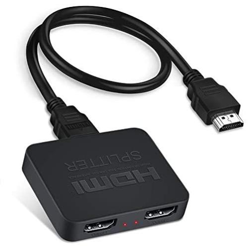 HDMI Splitter 4K@60Hz, avedio links HDMI Splitter 1 in 2 Out, HDMI2.0b Splitter for Dual Monitors Only Duplicate/Mirror Screens, Support HDCP2.2, RGB 4:4:4, 18.5Gbps, Auto Scaling, Full HD 1080P 3D
