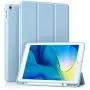 Akkerds Case Compatible with iPad 10.2 2020 iPad 8th Gen/2019 iPad 7th Gen with Pencil Holder, Protective Case with Soft TPU Back, Auto Sleep/Wake Cover Compatible for iPad 8th/7th Gen, Sky Blue