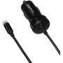 Amazon Basics Coiled Cable Lightning Car Charger, 1.5 Foot, Black