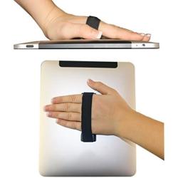 LoveHandle Tablet / XL Grip for Most Tablets and Large Smartphones - Black Elastic Strap Finger Grip with Grey Base (LHT-01-Grey)