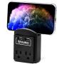 Aduro Surge Protector 2 Outlets Power Strip Station with 2 USB Ports Multiple Outlet Splitter Extender Adapter with Phone Shelf Stand ETL Listed, Black