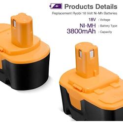 Upgraded 3.8Ah 18V Replacement Battery Compatible with Ryobi 18V Battery One+ P100 P101 ABP1801 ABP1803 BPP1820 2 Packs