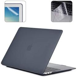 Applefuns Hard Shell Case Compatible with 2020 2019 2018 MacBook Air 13 inch M1 A2337 A2179 A1932 with Retina Display Touch ID + Keyboard Skin Cover + Screen Protector,Black