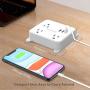 Power Strip with USB, TROND Flat Plug Outlet Extender with 3 USB Ports and 3 Widely Spaced Outlets, Wall Mountable, 4.5ft Extension Cord, for Nightstand Office Hotel Cruise Ship, White