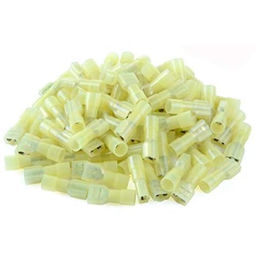 XHF 12-10 AWG Female Spade Disconnect Connectors Terminals Nylon Fully Insulated Quick Crimp Wire Connectors 500 Pcs Yellow