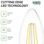 Sunco Lighting 6 Pack B11 LED Candelabra Bulb, Dusk-to-Dawn, 5W=40W, 3000K Warm White, Filament, 500 LM, E12 Base, Outdoor Decorative Light for Sconces - UL
