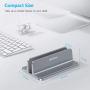 Vertical Laptop Stand [Adjustable Size], OMOTON Desktop Aluminum MacBook Stand with Adjustable Dock Size, Fits All MacBook, Surface, Chromebook and Gaming Laptops (Up to 17.3 inch), Gray