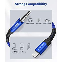 Lightning to 3.5mm Audio Cable 6FT, JSAUX [Apple Mfi Certified] iPhone Headphones Jack Lightning to Aux Cord Compatible with iPhone 12/12 Mini/12 Pro/12 Pro Max/11 Pro/11 Pro Max/X/XR/XS Max/8/7-Blue