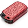 Vitodeco Genuine Leather Smart Key Keyless Remote Entry Fob Case Cover with Key Chain for 2011-2020 Toyota Sienna (6 Buttons, Red)