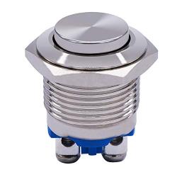 Twidec / 16mm Waterproof Stainless Steel Metal Shell Momentary Raised Top Push Button Switch 3A/12~250V SPST 1NO Start Button for car Modification Switch（Quality Assurance for 1 Years） M-16-T-G