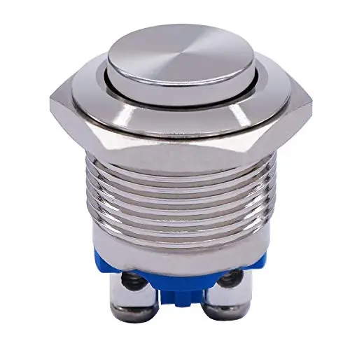 Twidec / 16mm Waterproof Stainless Steel Metal Shell Momentary Raised Top Push Button Switch 3A/12~250V SPST 1NO Start Button for car Modification Switch（Quality Assurance for 1 Years） M-16-T-G