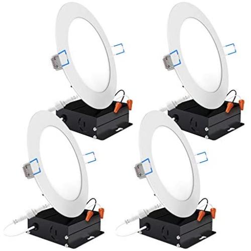 Sunco Lighting 4 Pack 6 Inch Slim LED Downlight with Junction Box, 14W=100W, 850 LM, Dimmable, 5000K Daylight, Recessed Jbox Fixture, Simple Retrofit Installation - ETL & Energy Star