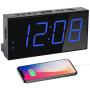 Digital Dual Alarm Clock for Bedrooms, 7 Large LED Display Clock USB Charger, Dimmer,4 Alarm Volume,12/24H,Easy Set Loud Plug in Clock Battery Backup for Heavy Sleeper Kids Senior Boy Girl Teen Home