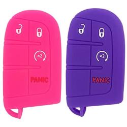 Coolbestda 2Pcs Rubber 4 Buttons Smart Key Fob Remote Cover Case Protector Keyless Jacket for Dodge Durango Journey Dart Challenger Jeep Renegade Fiat