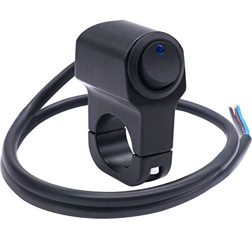 Taiss Universal 12v 7/8″ Blue Light Illuminated Motorcycle ATV Handlebar Push Button Switch Headlight Hazard Brake Fog Light ON/Off Aluminum Alloy Control Switch with 50cm Connect Line F010