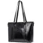 BOSTANTEN Women Leather Laptop Tote Office Shoulder Handbag Vintage Briefcase 15.6 inch Computer Work Purse Black