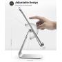 Tablet Stand Multi-Angle, Lamicall Tablet Holder: Desktop Adjustable Dock Cradle Compatible with Tablets Such As iPad Air Mini Pro, Phone XS Max XR X 6 7 8 Plus More Tablets (4-13 Inch) - Silver