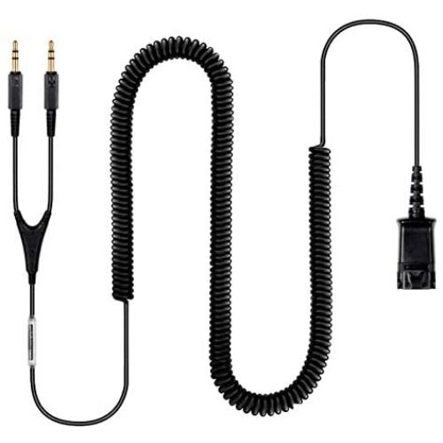 Gold-Plated Headset QD to 3.5mm Quick Disconnect Cable for Plantronics and VoiceJoy Headsets,Dual 3.5mm Plug into Sound Card on PC Computer
