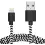 TalkWorks iPhone Charger Lightning Cable 6ft Long Braided Heavy Duty Cord MFI Certified for Apple iPhone 12, 12 Pro/Max, 12 Mini, 11, 11 Pro/Max, XR, XS/Max, X, 8, 7, 6, SE, iPad - Black/White