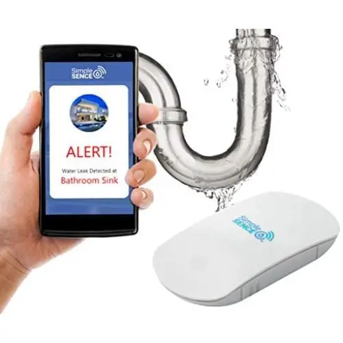 SimpleSENCE Water Leak and Freeze Detector, Smart WiFi Water and Freeze Sensor with Audible Alarm and Text & E-Mail Notification. Continuous Monitoring for Your Home and Investment Property (3 Pack).