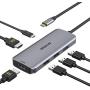 USB C to Dual HDMI Adapter, USB C Docking Station Dual HDMI Monitors for Windows,USB C Adapter with Dual HDMI,3 USB Port,PD Port Compatible for Dell XPS 13/15, Lenovo Yoga,etc