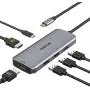 USB C to Dual HDMI Adapter, USB C Docking Station Dual HDMI Monitors for Windows,USB C Adapter with Dual HDMI,3 USB Port,PD Port Compatible for Dell XPS 13/15, Lenovo Yoga,etc
